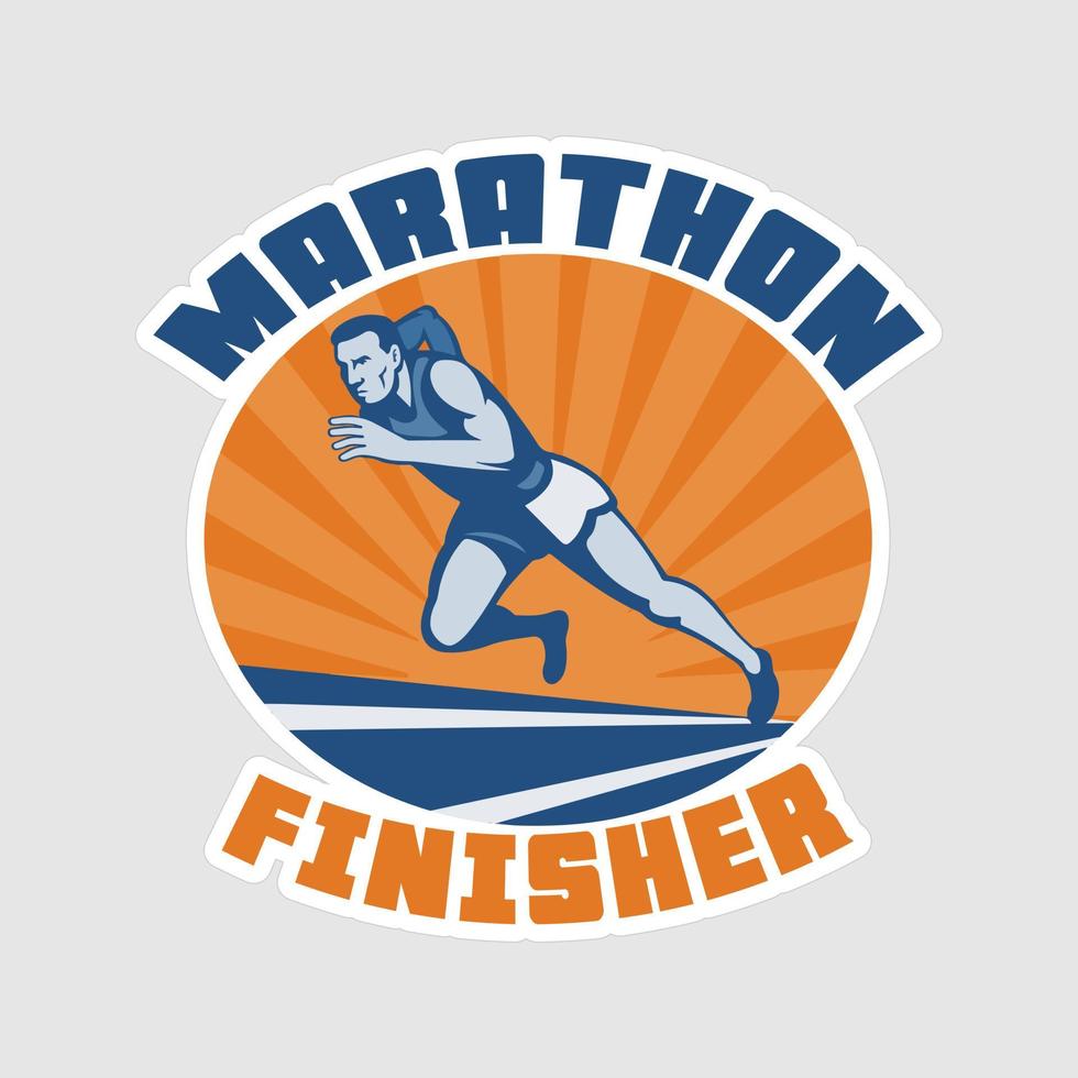 Marathoner-Aufkleber, Vektorgrafik-Druckvorlage vektor