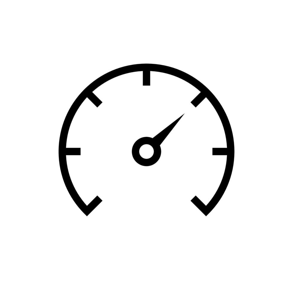 Tachometer, Geschwindigkeitsmesser-Symbol im Linienstil-Design isoliert auf weißem Hintergrund. editierbarer Strich. vektor