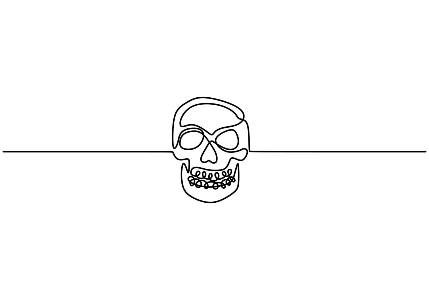 kontur ritning kontinuerlig en linje med mänsklig skalle. vektor