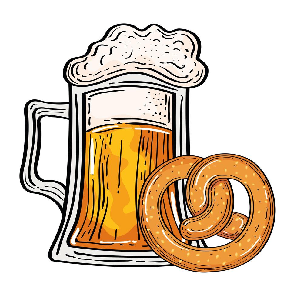 Oktoberfest Bierglas mit Brezel Vektor Design