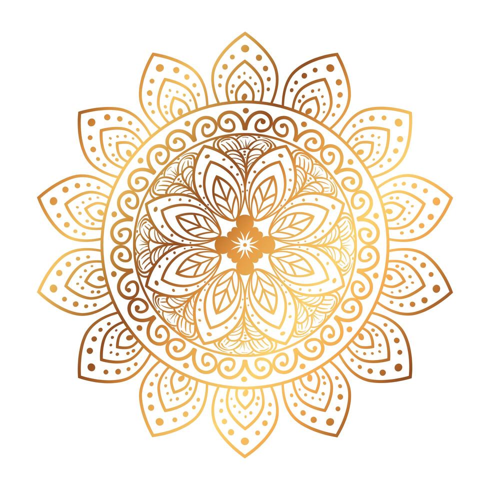 goldenes Blumenmandala, Weinlese-Luxusdekorationsikone vektor