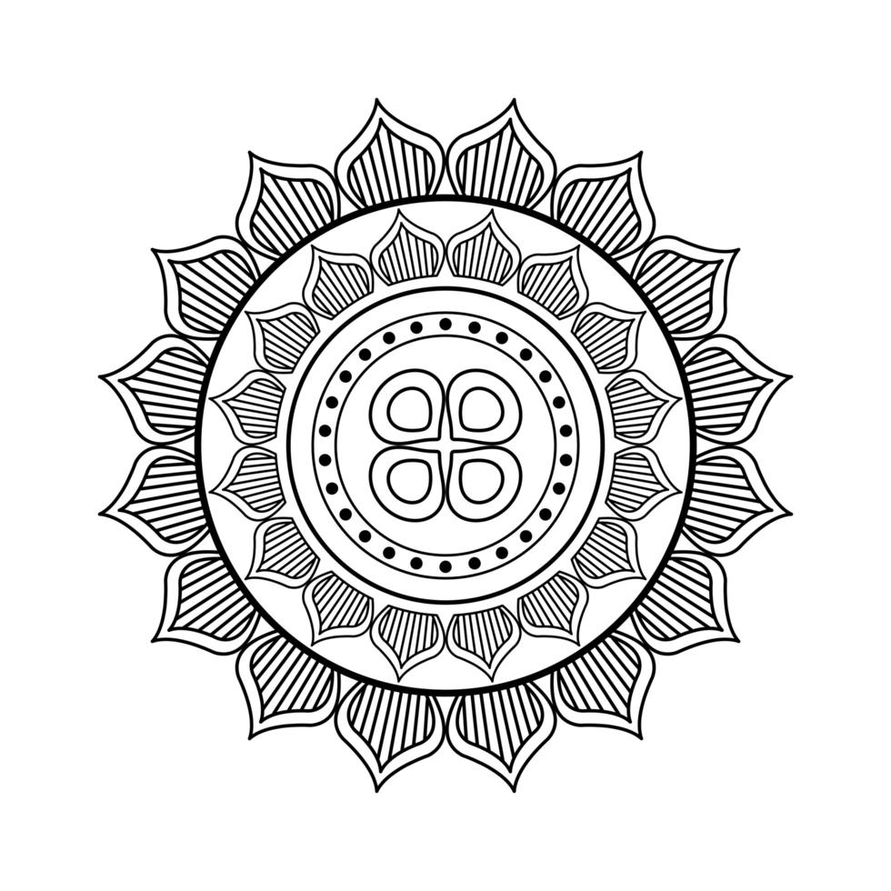 mandala i blomma formad linje stil ikon vektor design