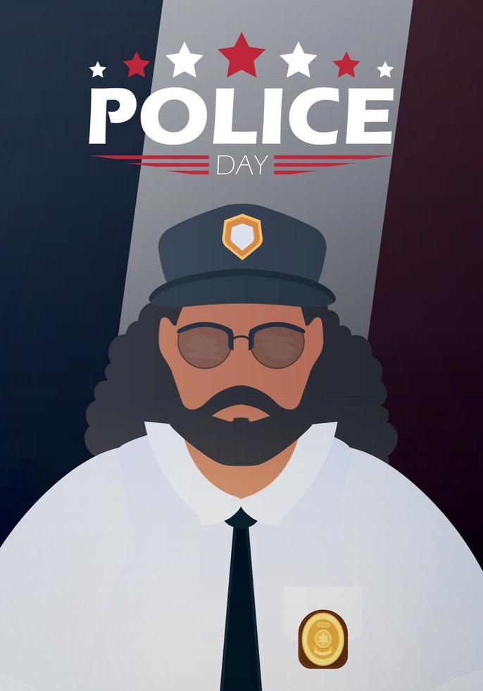 polis dag. polis officer i enhetlig. vektor illustration.