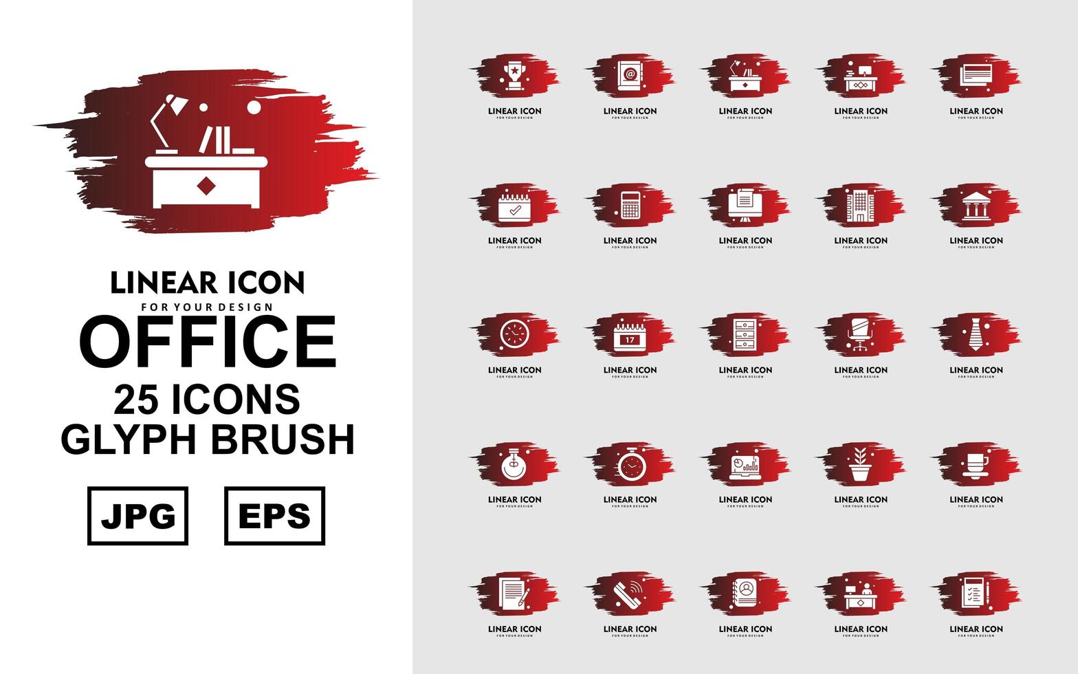 25 Premium Office Glyphenpinsel Icon Pack vektor
