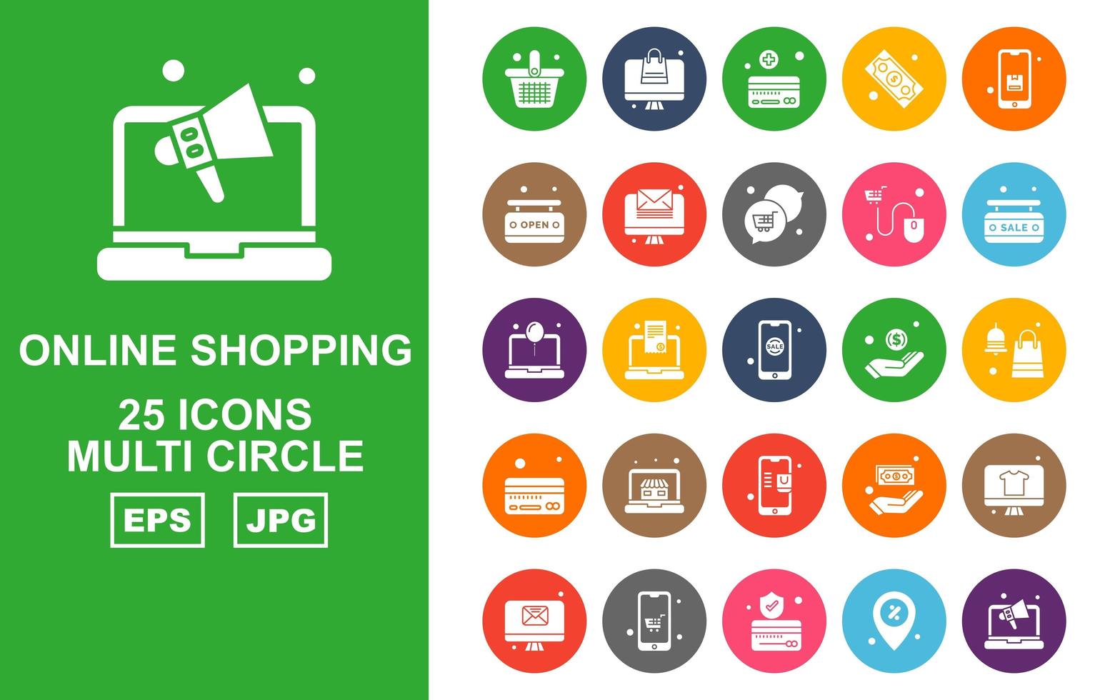 25 Premium Online-Shopping Multi Circle Icon Pack vektor