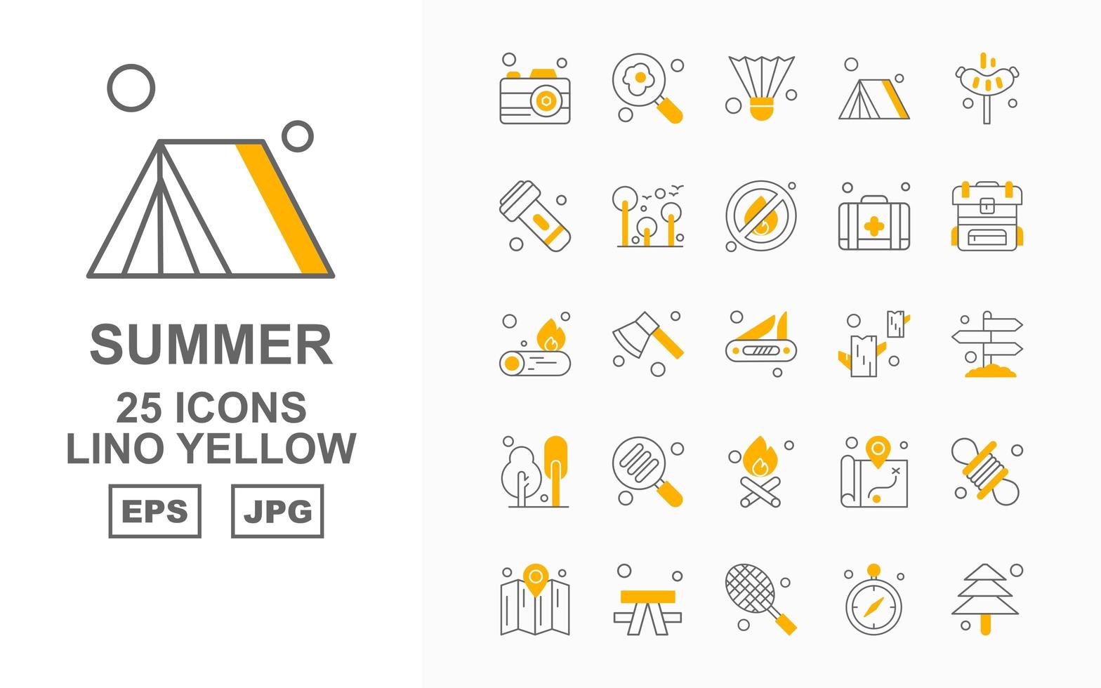 25 Premium Sommer Lino Gelb Icon Pack vektor