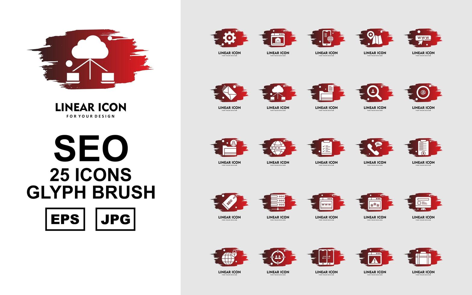 25 Premium SEO Glyphe Pinsel Icon Pack vektor