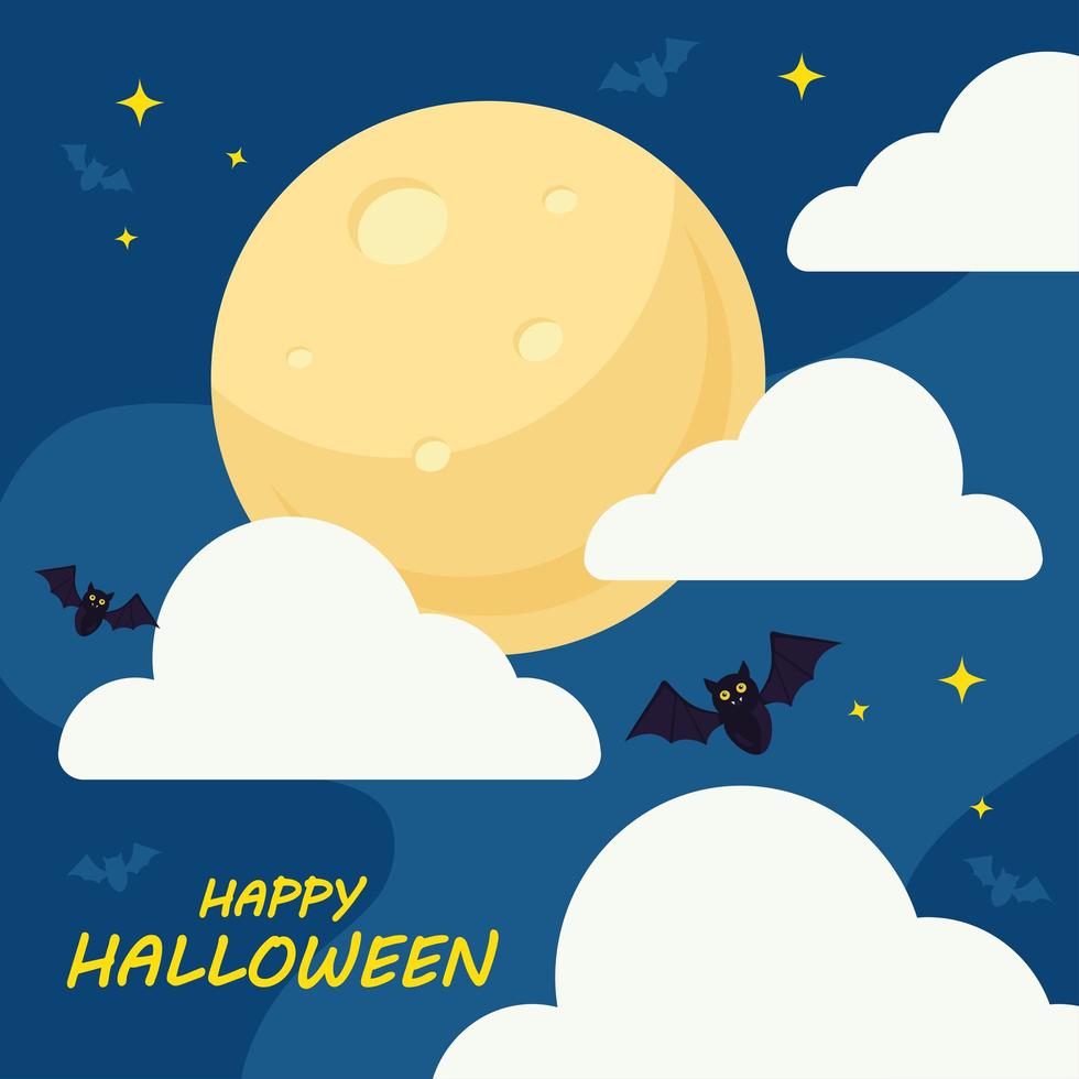 lycklig halloween med fladdermöss tecknad filmvektordesign vektor