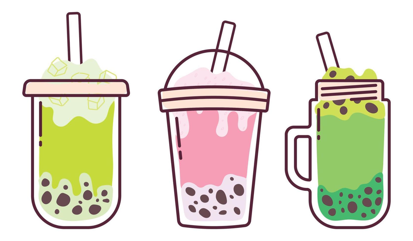 set sammlung von bubble tea illustration. boba tee für niedliches design vektor