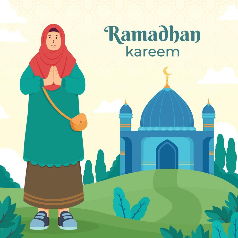 hand gezeichnete flache ramadan-illustration vektor