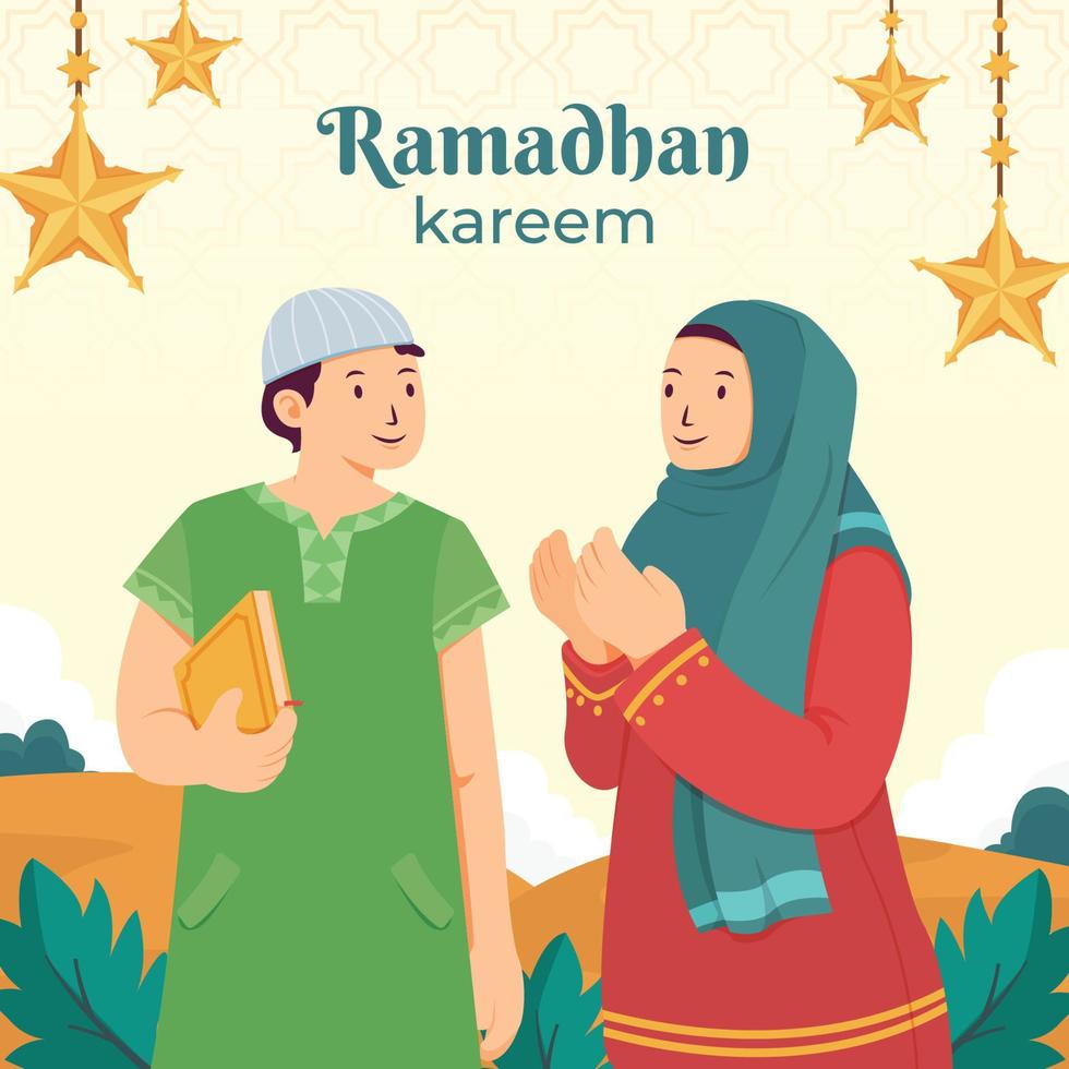 hand gezeichnete flache ramadan-illustration vektor