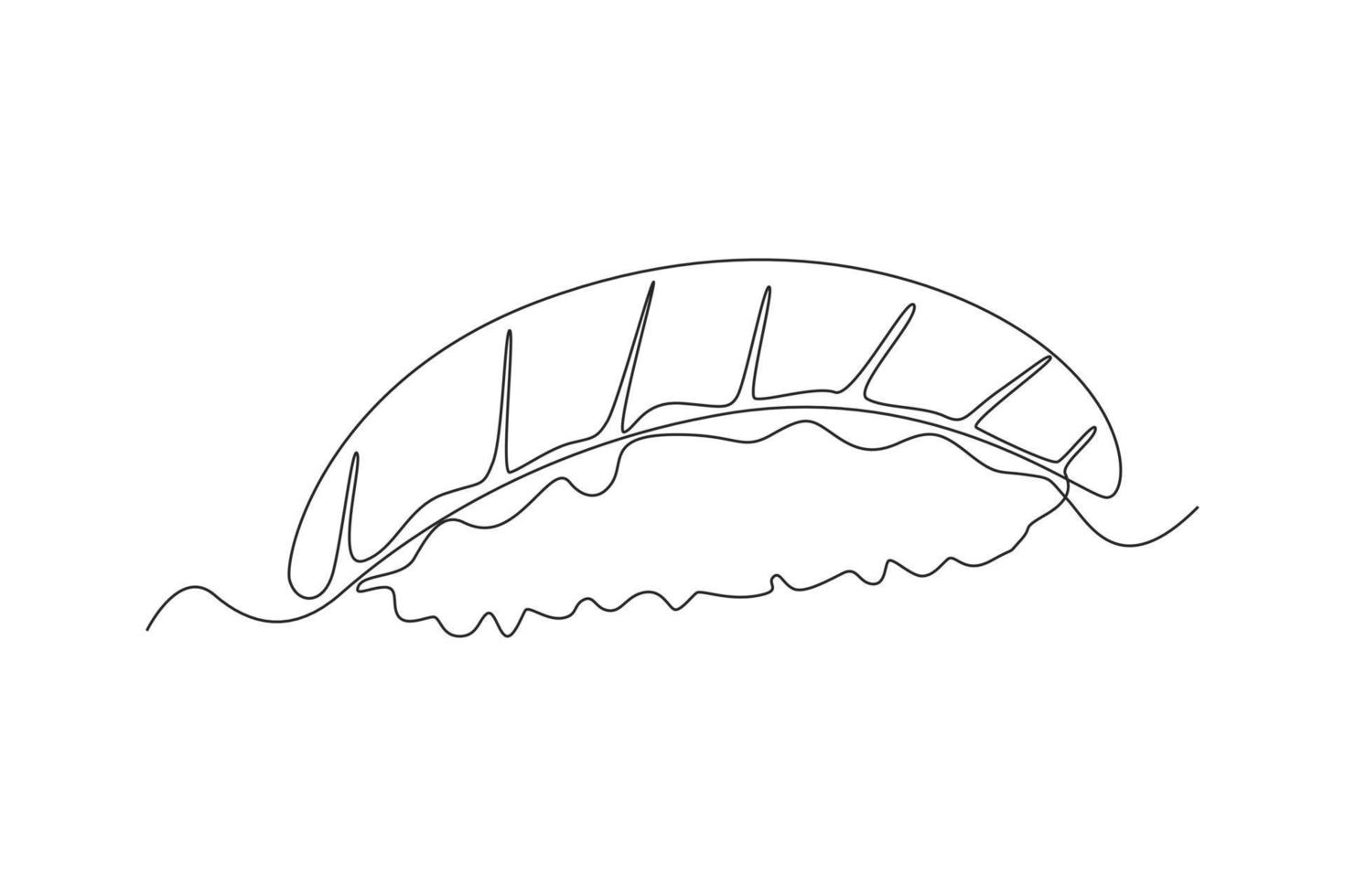 kontinuierliche eine linie, die ein frisches sushi zeichnet. Frühstückskonzept. einzeiliges zeichnen design vektorgrafik illustration. vektor