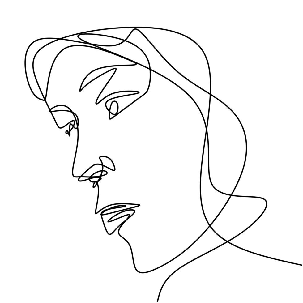 kvinna ansikte kontinuerlig linje ritning. skönhet mode kvinnlig ung figur. vektor