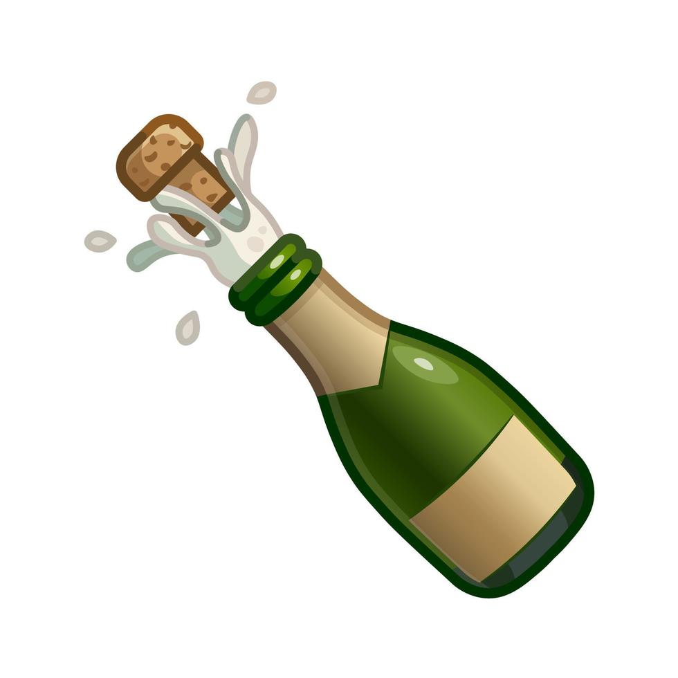 Flasche Champagner große Ikone des Emoji-Cocktails vektor