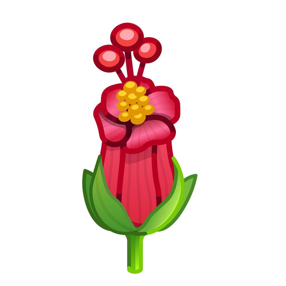 einfache rote blume groß von emoji frühlingsblume vektor