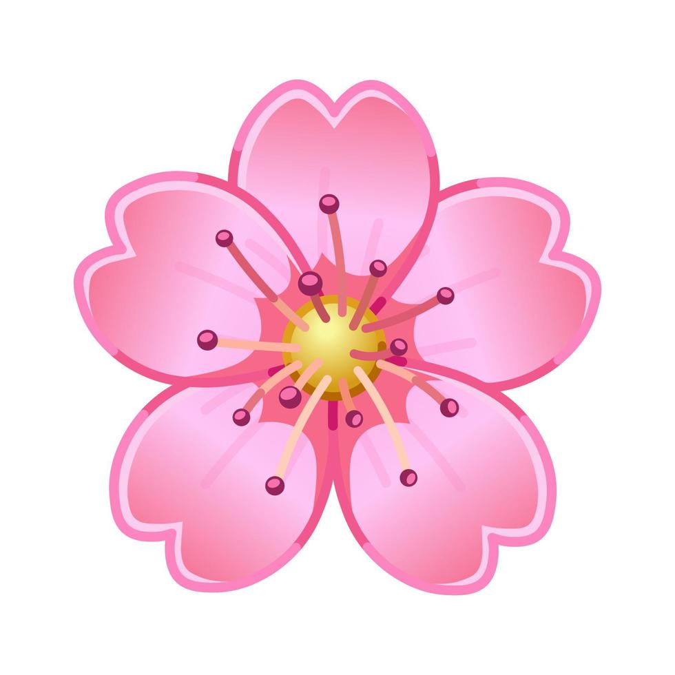 enkel rosa blomma stor storlek av emoji vår blomma vektor