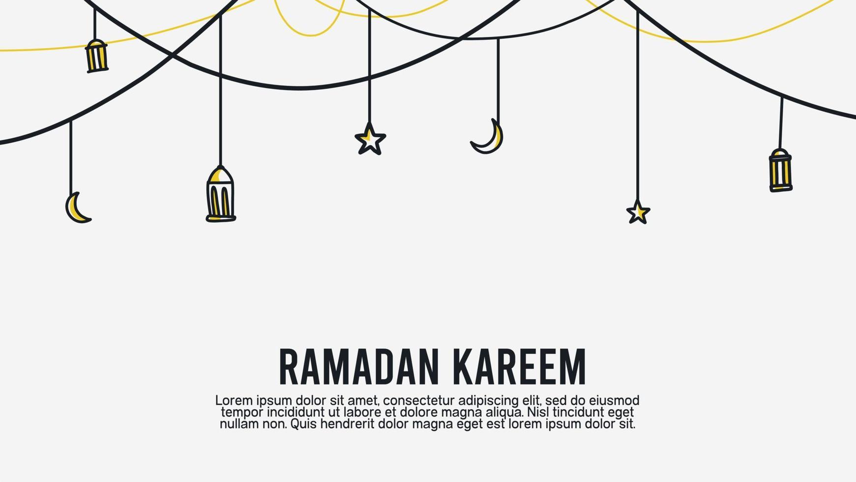 ramadan kareem vit mall bakgrund med hängande islamic lykta, halvmåne måne, och stjärnor vektor