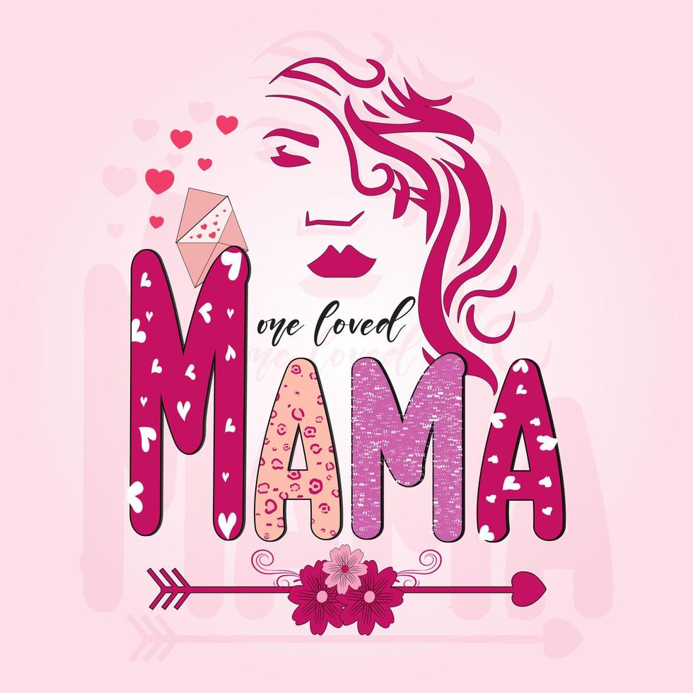 valentinstag, eine geliebte mama design für druckvorlage, illustration, weißer hintergrund. vektor