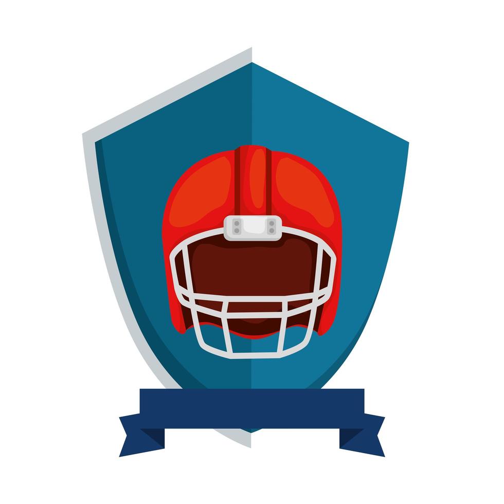 American-Football-Helm in Schild isolierte Ikone vektor