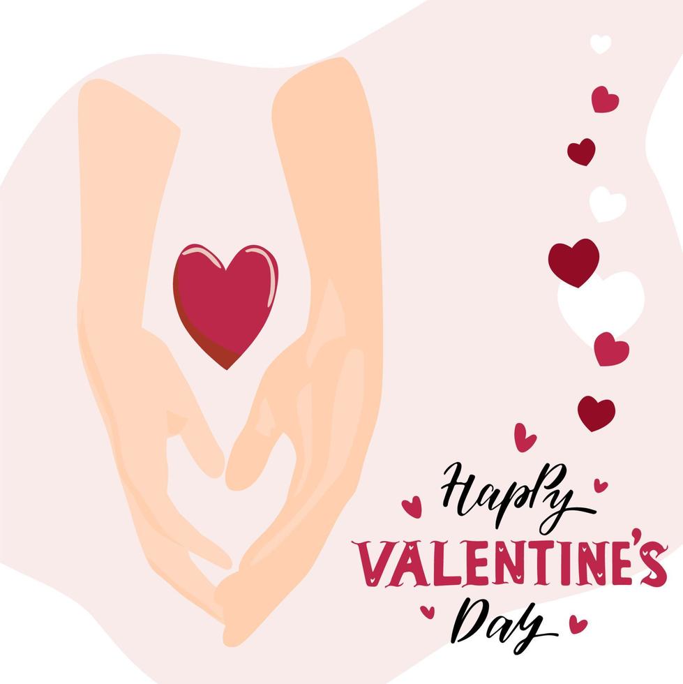 Paar Händchen haltend. Hand zusammenhalten, Romantik unterstützt die Liebe. romantische Valentinstag-Kawaii-Karte. Liebeskonzept. Vektor-Illustration. vektor