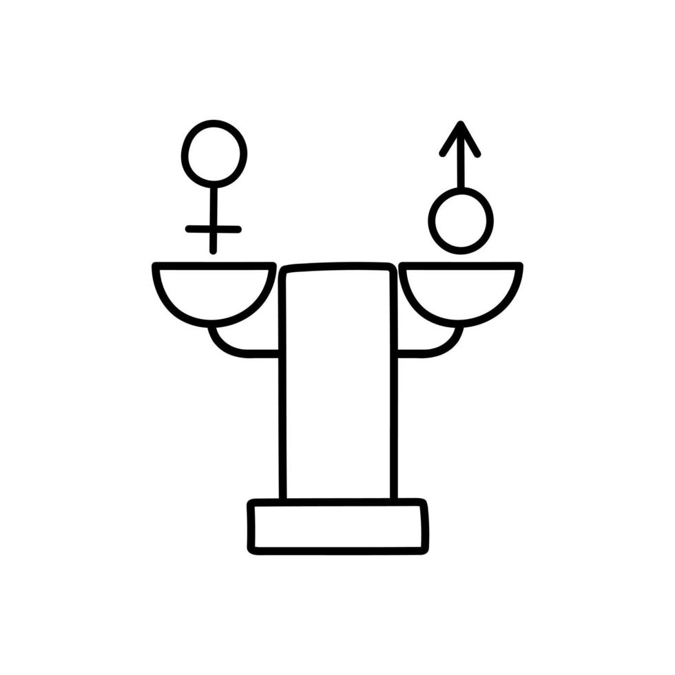 das Symbol der Gleichberechtigung der Geschlechter. Waage. Frauen und Männer sollten immer die gleichen Chancen haben vektor