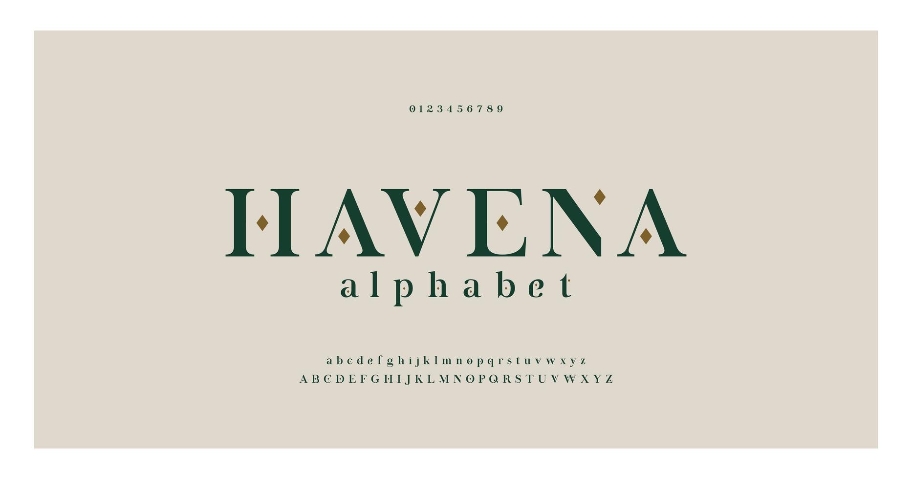 elegante Alphabet Buchstaben Serifenschrift und Nummer vektor