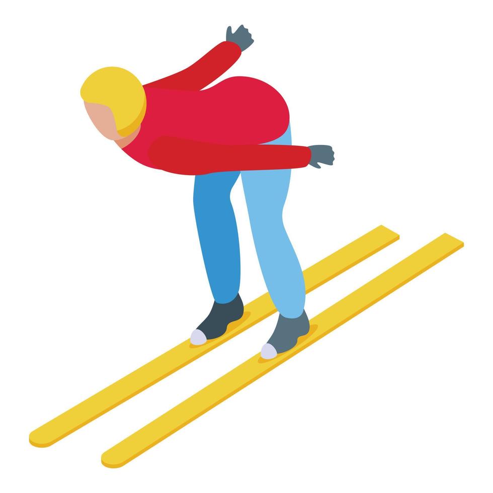 pojke åka skidor Hoppar ikon isometrisk vektor. idrottare hoppare vektor