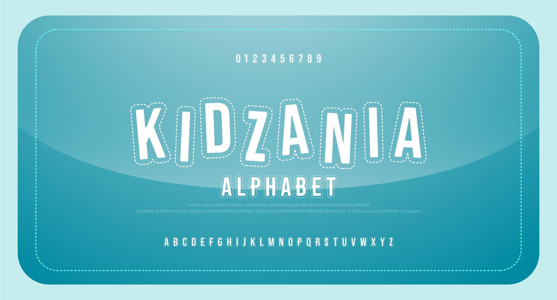 Spaß Kind Cartoon Schrift Alphabet Großbuchstaben und Nummer vektor