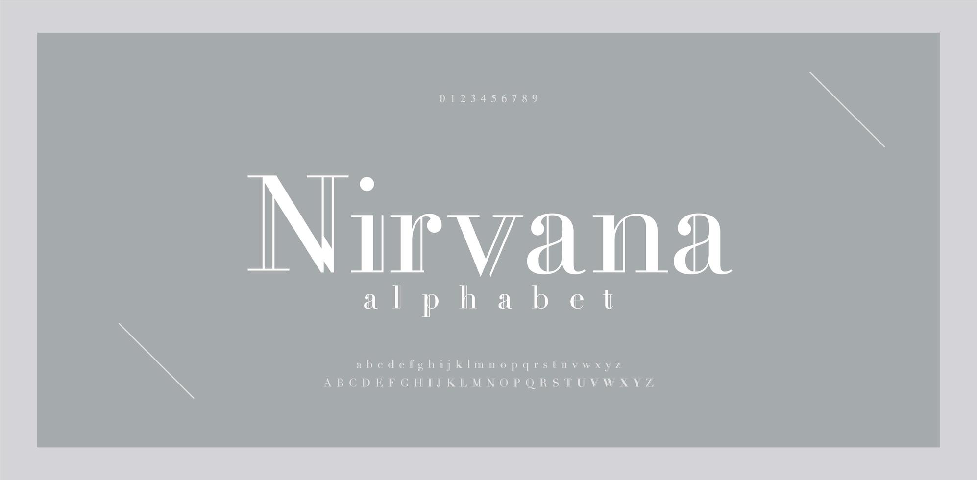elegante Alphabetbuchstaben Schriftart und Nummer vektor