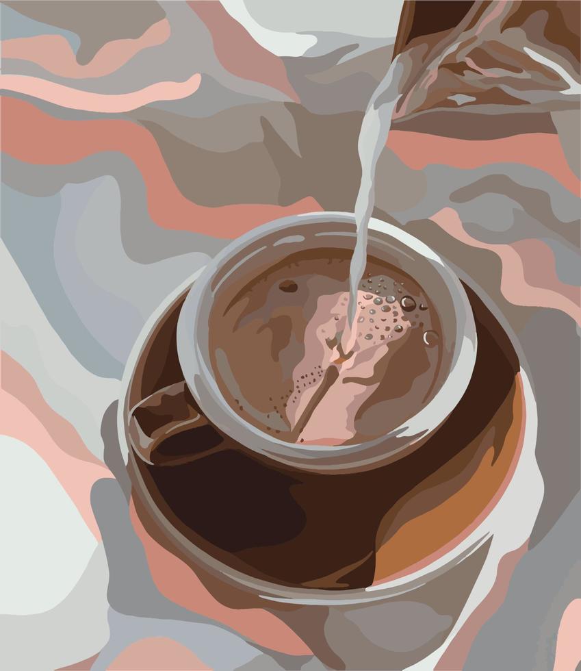 kaffeezubereitung milchgiessen art. Vektor-Illustration vektor