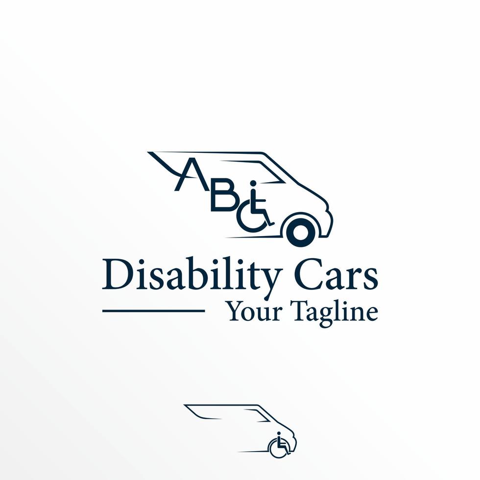 Vans Auto und Rollstuhl Bild Grafik Symbol Logo frei Design abstraktes Konzept Vektor Stock. kann als Symbol für Behinderung oder Transport verwendet werden.
