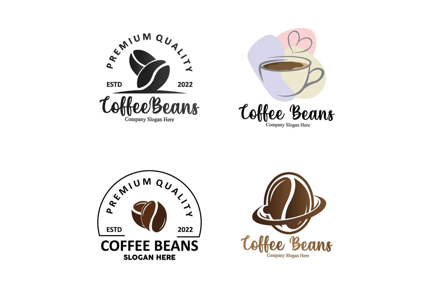 Logo-Design für Kaffeebohnengetränke in brauner Farbvektorillustration vektor