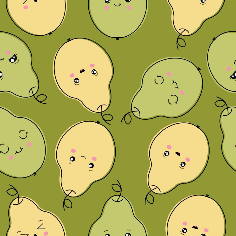 Nahtloses Muster aus grünen und gelben Birnen. Vektorillustration für Ihr Design vektor