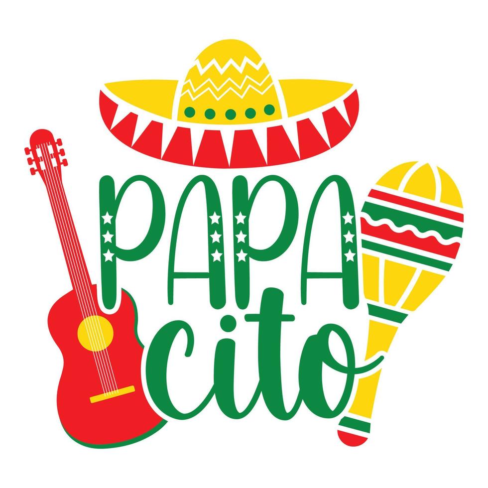 Papa Cito - Cinco de Mayo - 5. Mai, Bundesfeiertag in Mexiko. Fiesta-Banner und Poster-Design mit Fahnen, Blumen, Fekorationen, Maracas und Sombrero vektor