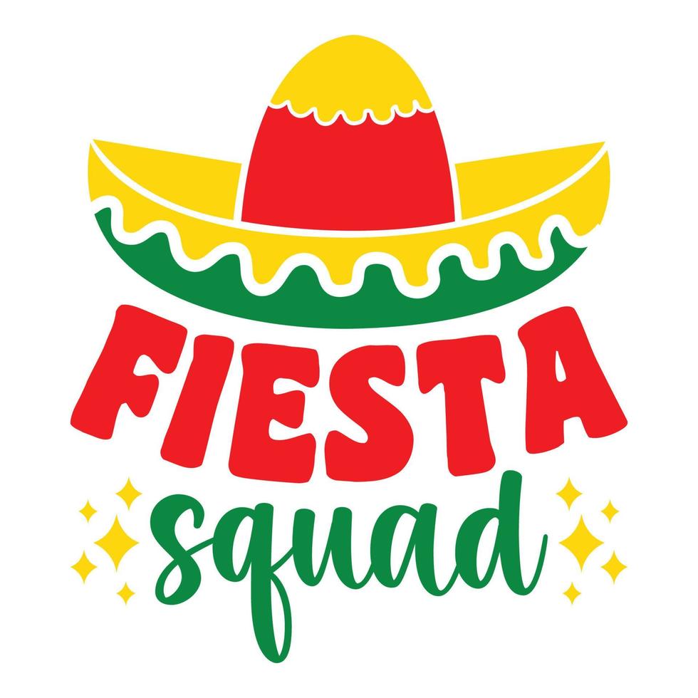 Fiesta Squad - Cinco de Mayo - 5. Mai, Bundesfeiertag in Mexiko. Fiesta-Banner und Poster-Design mit Fahnen, Blumen, Fekorationen, Maracas und Sombrero vektor