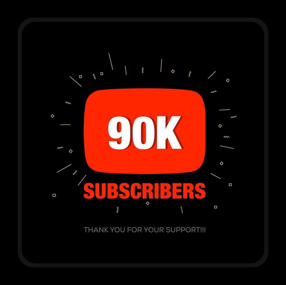 90.000 Abonnenten danke Post. Danke Fans für 90.000 Abonnenten. vektor