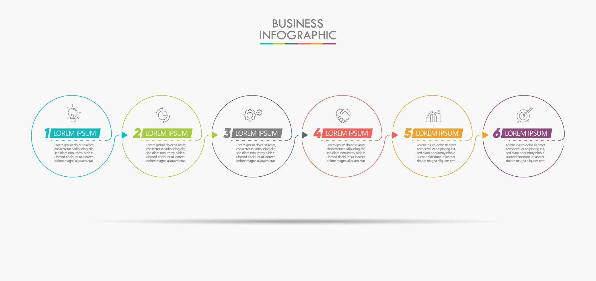 infographic pil tunn linje designmall med 6 alternativ vektor