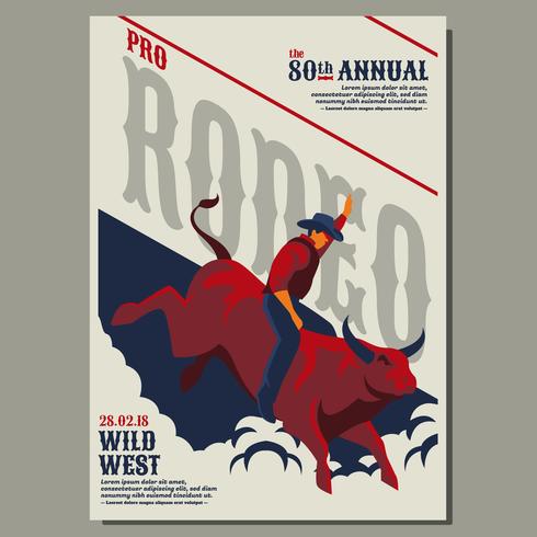 Wild väst med Cowboy Rodeo Visa reklamblad vektor