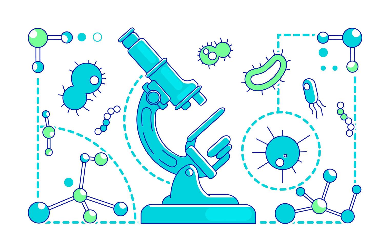 Mikrobiologie-Dünnlinien-Konzeptvektorillustration vektor