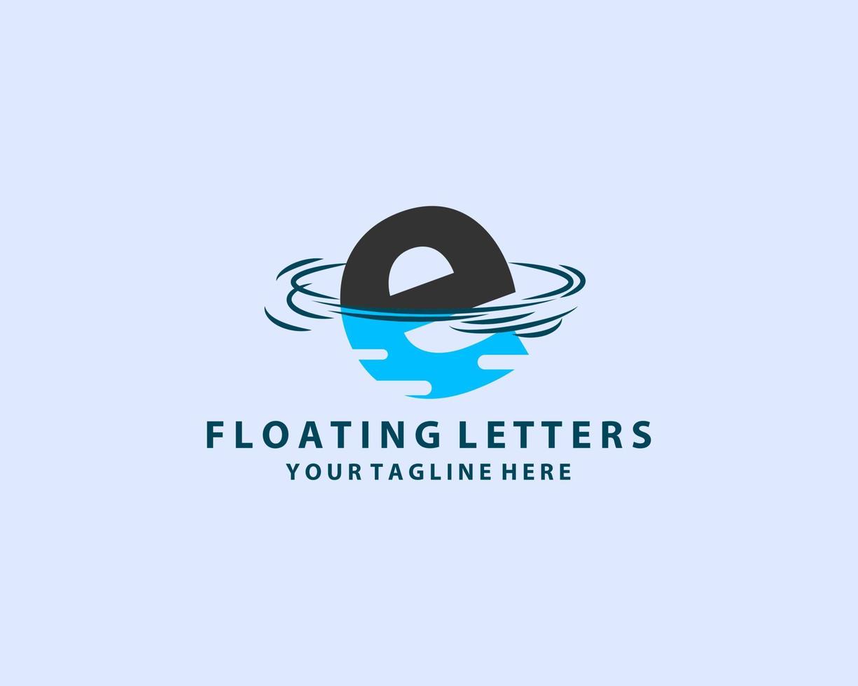 e-Buchstaben-Logo-Design mit Wassereffekt und tiefblauer Gradientenvektorillustration. Vorlage für Markenunternehmen. vektor