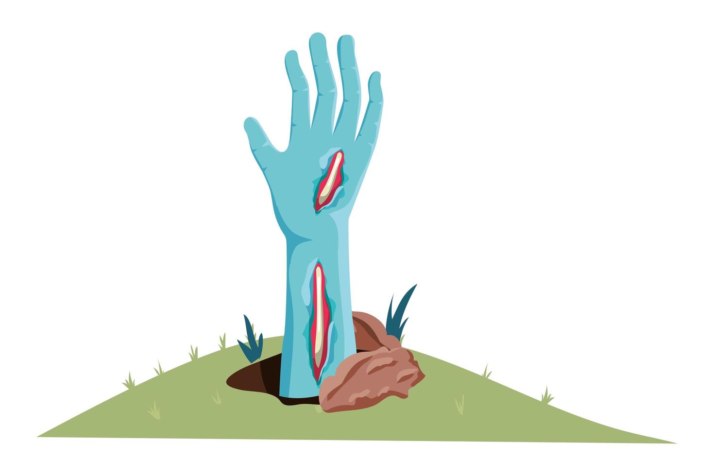 Zombie-Hand kommt aus dem Boden vektor
