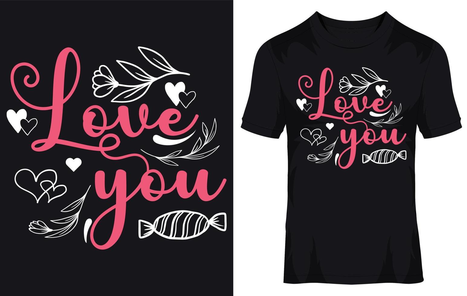 Valentinstag Typografie floral liebe dich T-Shirt Design Vektor eps