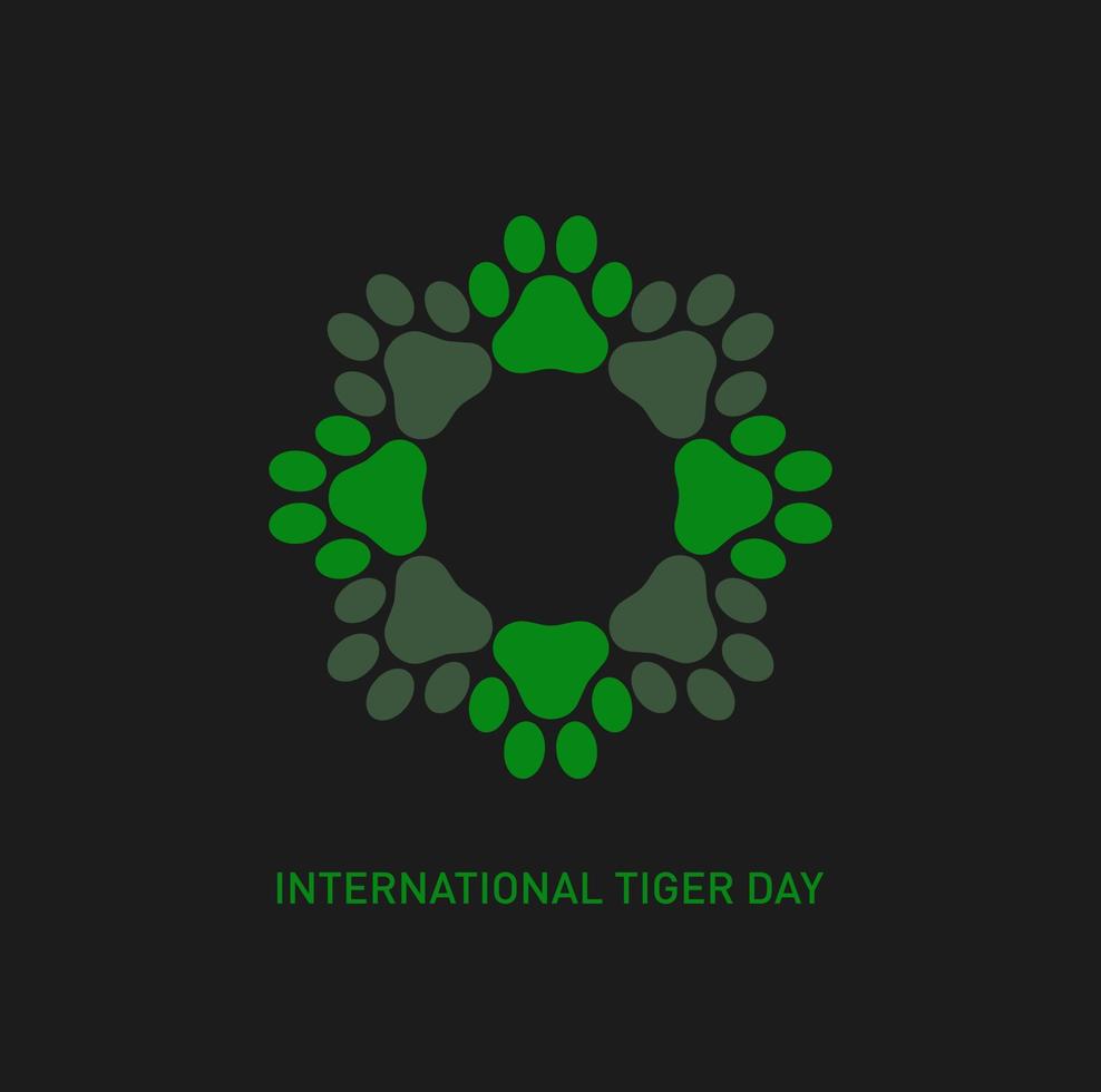 tiger fot grafik symbol. grön fot grafik av tiger. internationell tiger dag begrepp. vektor