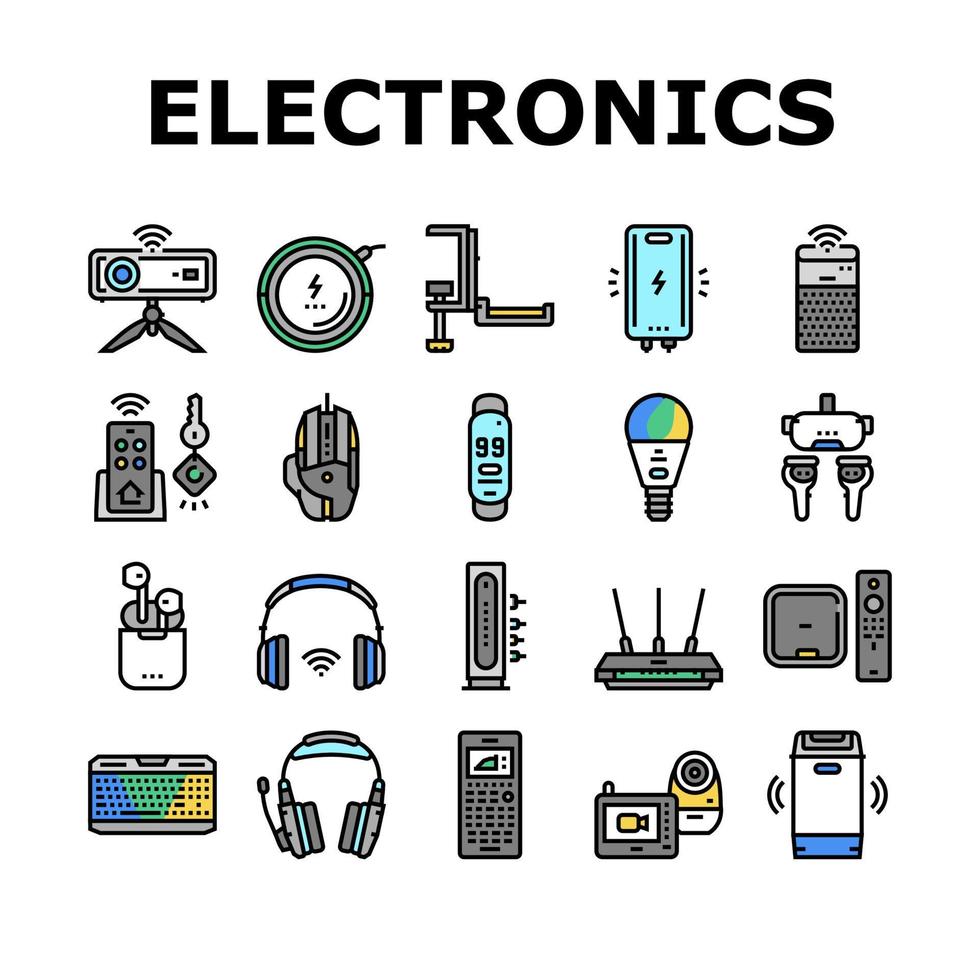elektronik digital teknologi ikoner uppsättning vektor
