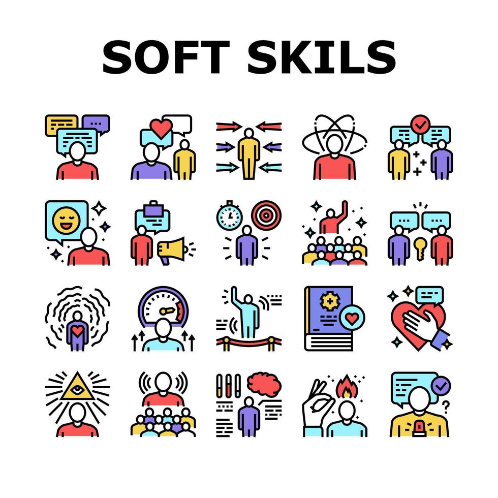 Soft Skills Menschen Sammlung Icons Set Vektor