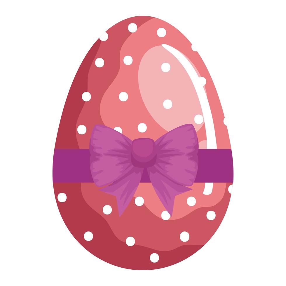 süßes Ei Ostern verziert mit Punkten und Schleifenband vektor