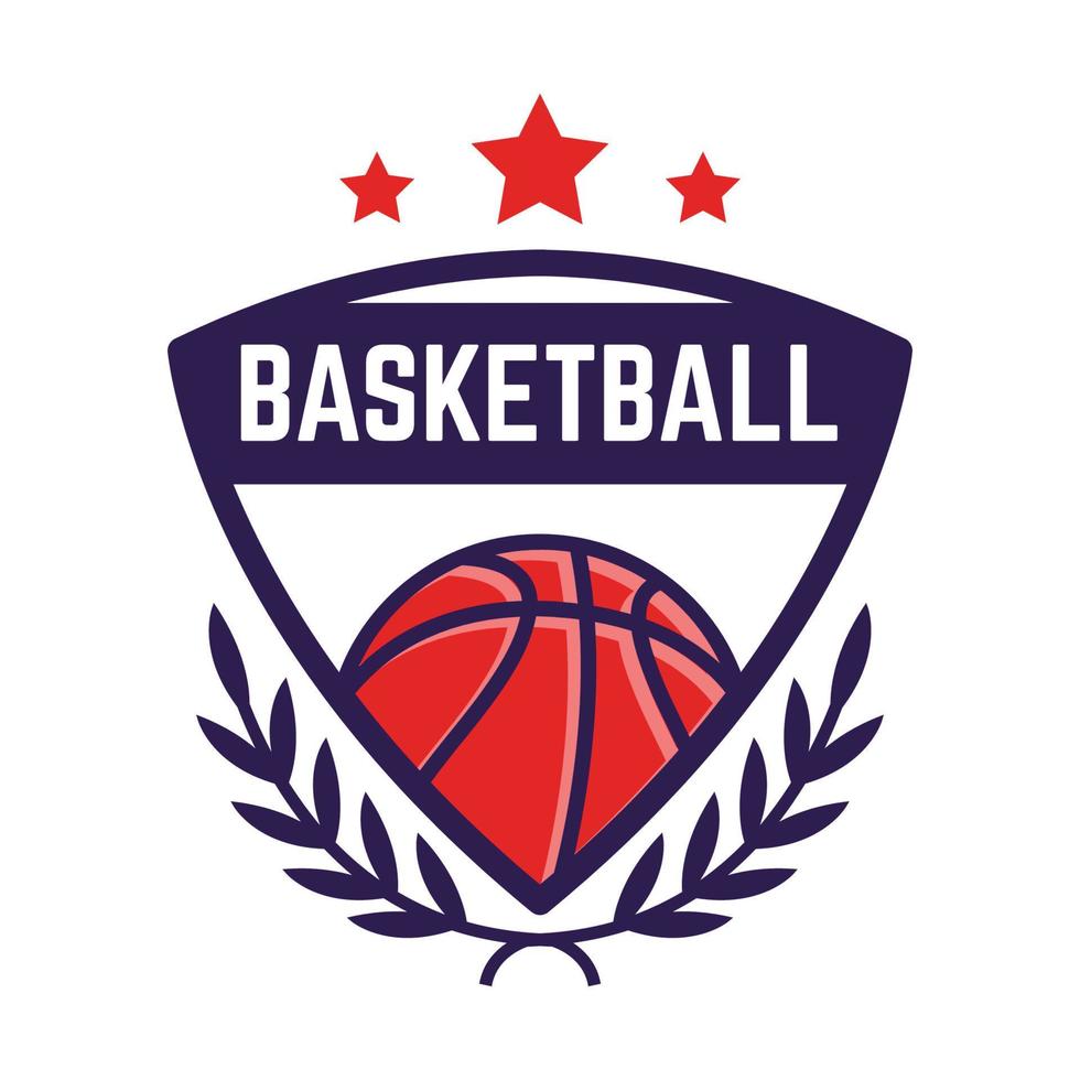 minimalistische Basketball-Logo-Emblem-Vorlage mit weißem, isoliertem Hintergrund vektor