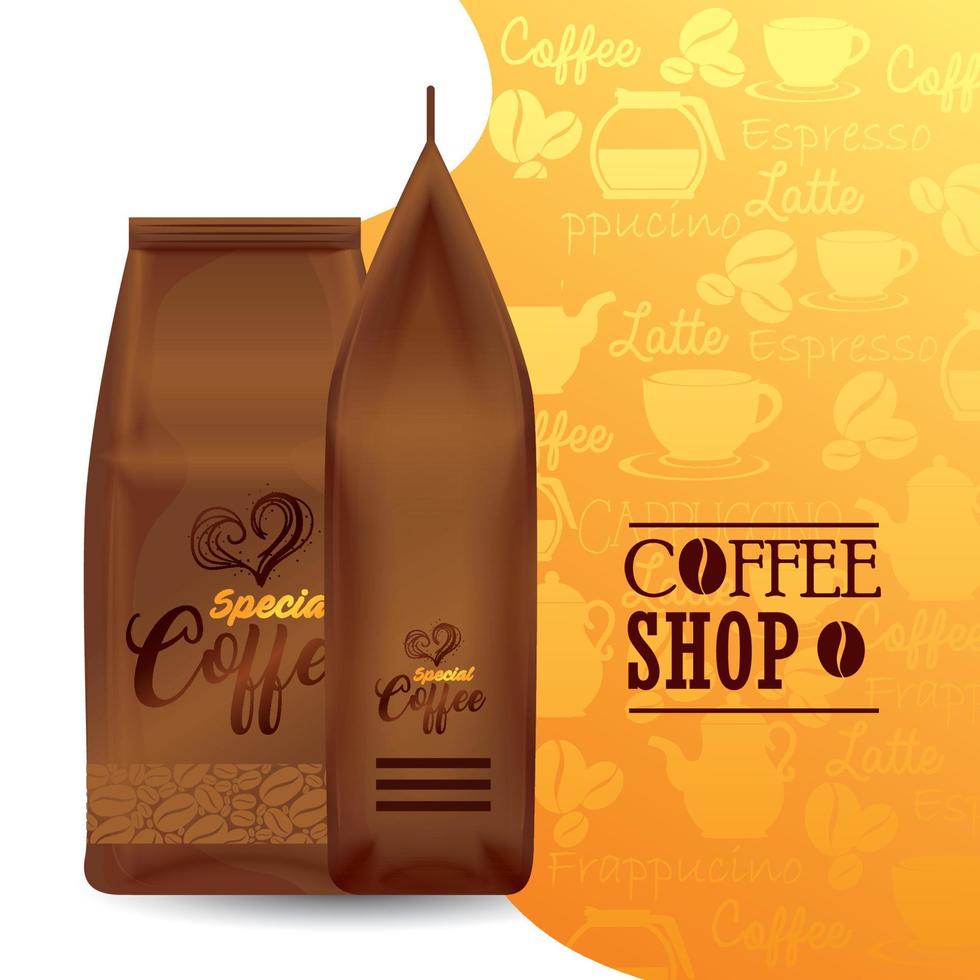 Branding-Mockup-Café, Corporate-Identity-Mockup, Taschenpapier mit speziellem Kaffee vektor
