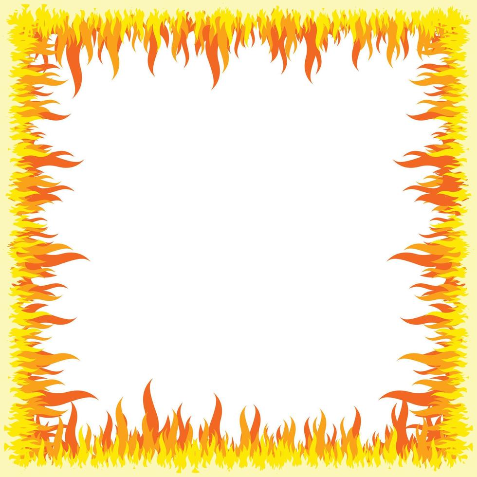 Flammeneffektrand, Rahmen mit weißem Hintergrund vektor