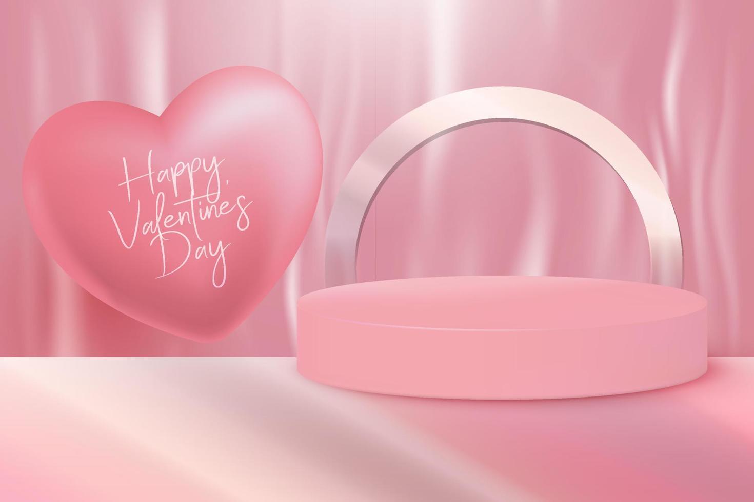 happy valentine's day editierbarer text mit realistischer 3d-liebe und podiumshintergrund vektor